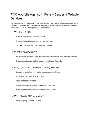 Professional PCC Apostille Services in Pune