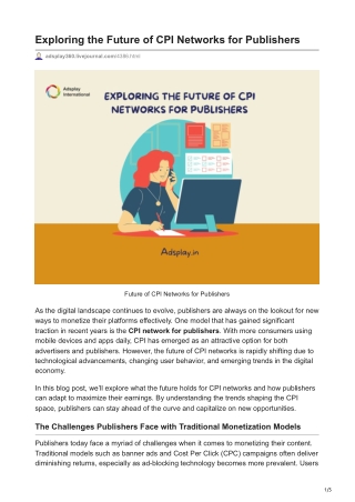 exploring the future of cpi networks