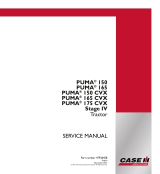 CASE IH PUMA 175 CVX Stage IV Tractor Service Repair Manual Instant Download