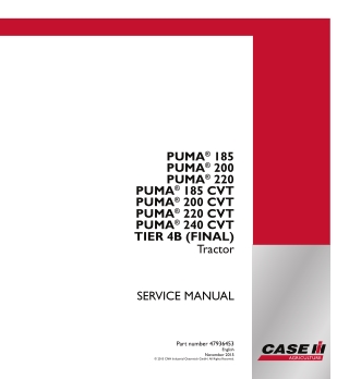 CASE IH PUMA 185 CVT TIER 4B (FINAL) Tractor Service Repair Manual Instant Download