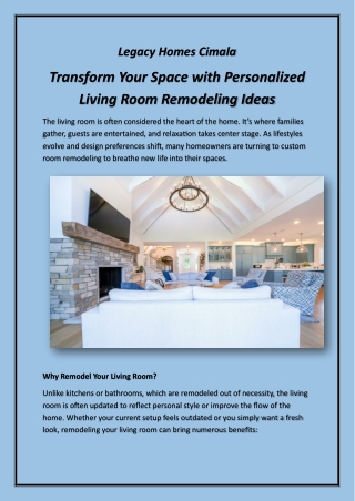 Transform Your Space with Customized Living Room Remodeling Ideas