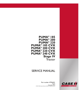 CASE IH PUMA 185 CVX Stage IV Tractor Service Repair Manual Instant Download