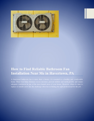 How to Find Reliable Bathroom Fan Installation Near Me in Havertown