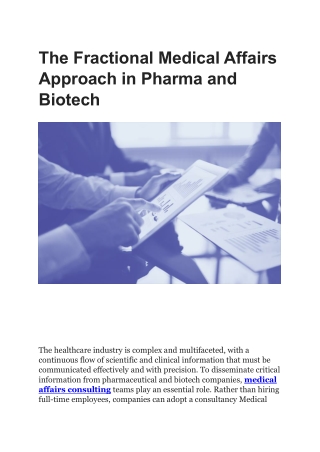 the fractional medical affairs approach in pharma