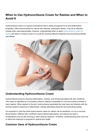 when to use hydrocortisone cream for rashes
