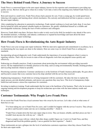 the story behind frank flora a journey to success