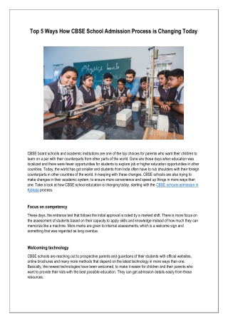 Top 5 Ways How CBSE School Admission Process is Changing Today