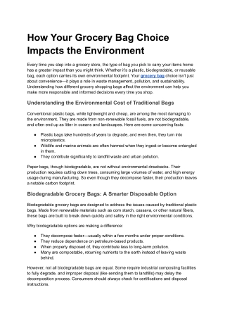 How Your Grocery Bag Choice Impacts the Environment
