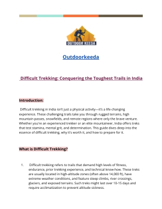 _Difficult Trekking_ Conquering the Toughest Trails in India