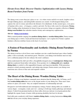 Timeless Luxury Dining Room Furniture by Furma