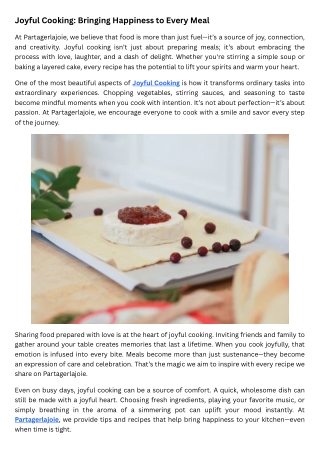 Joyful Cooking Bringing Happiness to Every Meal