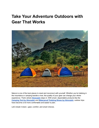 Comfort and Strength in the Best Outdoor Equipment by Himmaleh