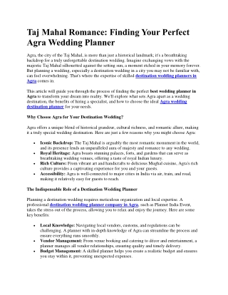 Finding Your Perfect Agra Wedding Planner