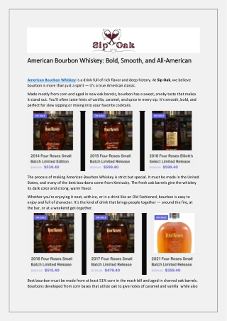 American Bourbon Whiskey: Bold, Smooth, and All-American