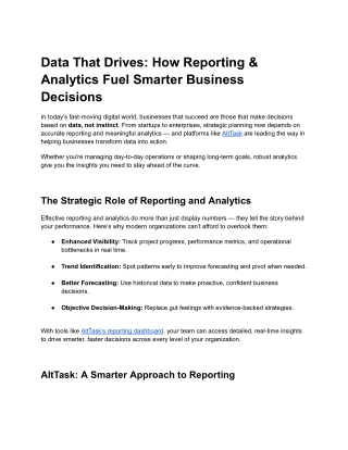 Data That Drives How Reporting & Analytics Fuel Smarter Business Decisions