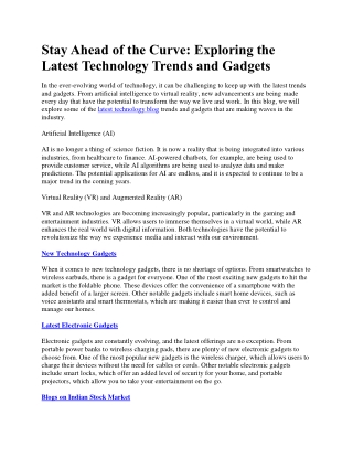 Exploring the Latest Technology Trends and Gadgets