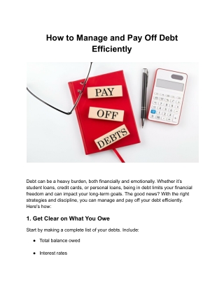 How to Manage and Pay Off Debt Efficiently