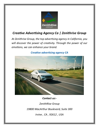Creative Advertising Agency Ca  Zenithrise Group
