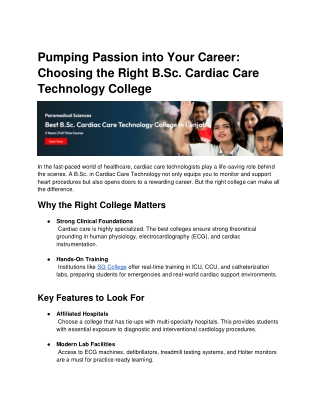 Right B.Sc. Cardiac Care Technology College