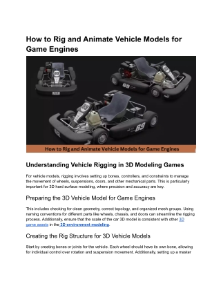 how to rig and animate vehicle models for game