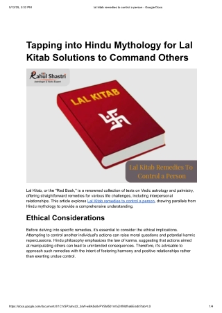 Tapping into Hindu Mythology for Lal Kitab Solutions to Command Others