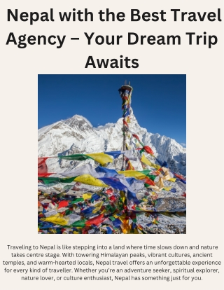 Nepal with the Best Travel Agency – Your Dream Trip Awaits