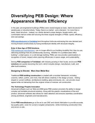 diversifying peb design where appearance meets