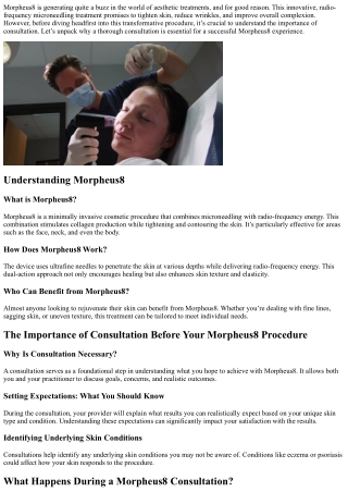 The Importance of Consultation Before Your Morpheus8 Procedure