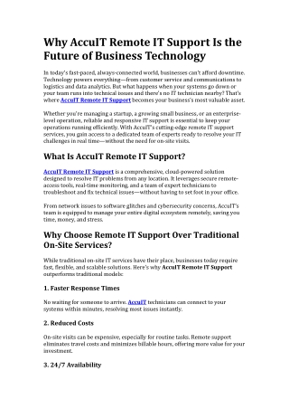why accuit remote it support is the future