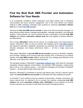 Find the Best Bulk SMS Provider and Automation Software for Your Needs