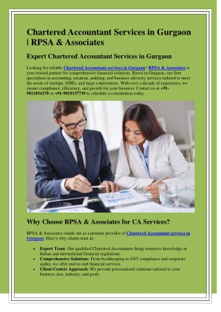 chartered accountant services in gurgaon rpsa