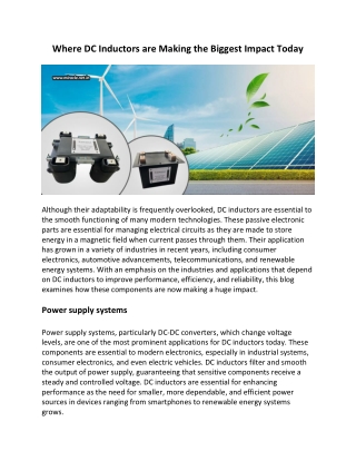 where dc inductors are making the biggest impact