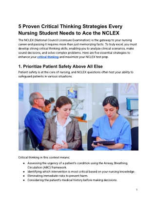 Critical Thinking Strategies Every Nursing Student Nurzeluja
