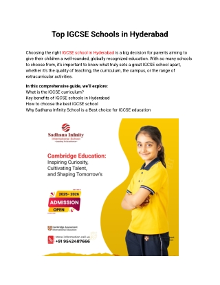 Top IGCSE Schools in Hyderabad
