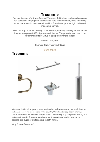 Treemme luxury faucets showroom in Vijayawada | Valueline