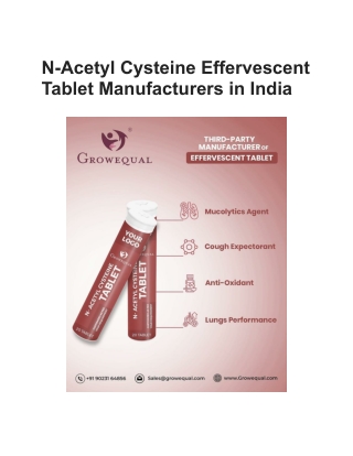 N-Acetyl Cysteine Effervescent Tablet Manufacturers in India