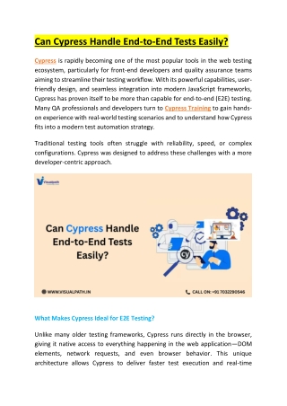can cypress handle end to end tests easily