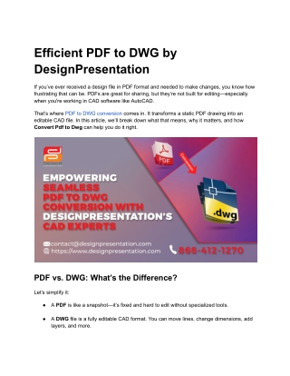 efficient pdf to dwg by designpresentation