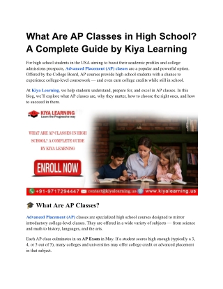 What Are AP Classes in High School A Complete Guide by Kiya Learning