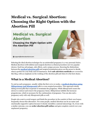 Medical vs. Surgical Abortion Choosing the Right Option with the Abortion Pill