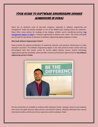 Your Guide to Software Engineering Degree Admissions in Dubai