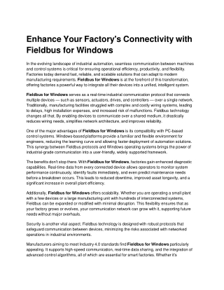 enhance your factory s connectivity with fieldbus for windows
