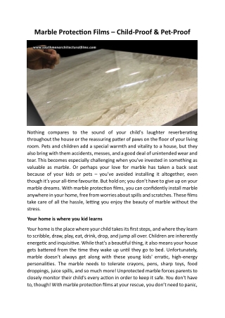 Marble Protection Films – Child-Proof & Pet-Proof