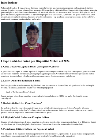 I Top Giochi da Casinò per Dispositivi Mobili nel 2024