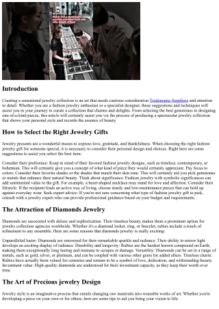 Producing a Spectacular Jewelry Collection: Tips and Tricks
