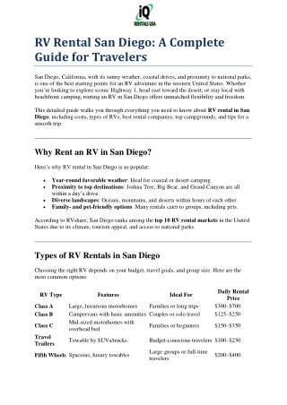RV Rental San Diego