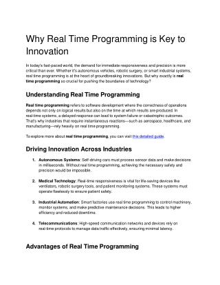 why real time programming is key to innovation