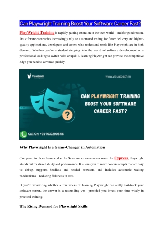 can playwright training boost your software