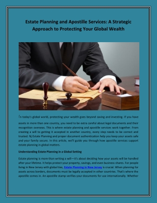 Estate Planning and Apostille Services A Strategic Approach to Protecting Your Global Wealth