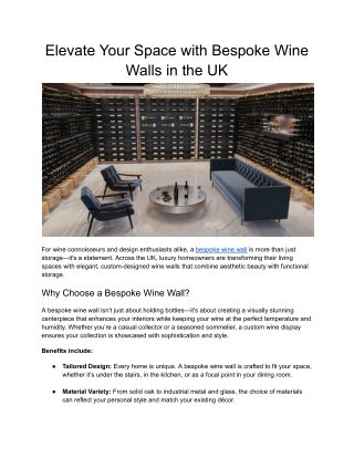 Elevate Your Space with Bespoke Wine Walls in the UK